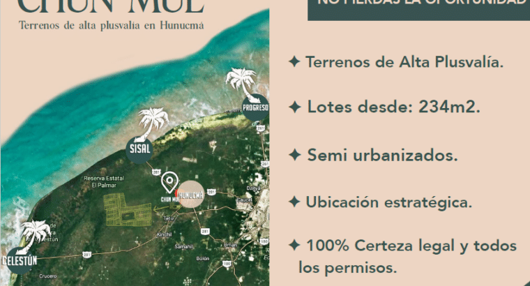 Terrenos residenciales Chun Mul Hunucmá. Preventa Etapa 1